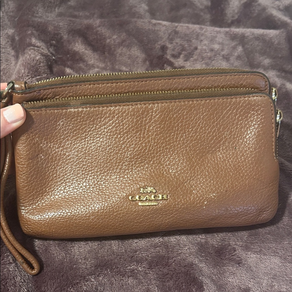 Coach Tan Leather Wristlet